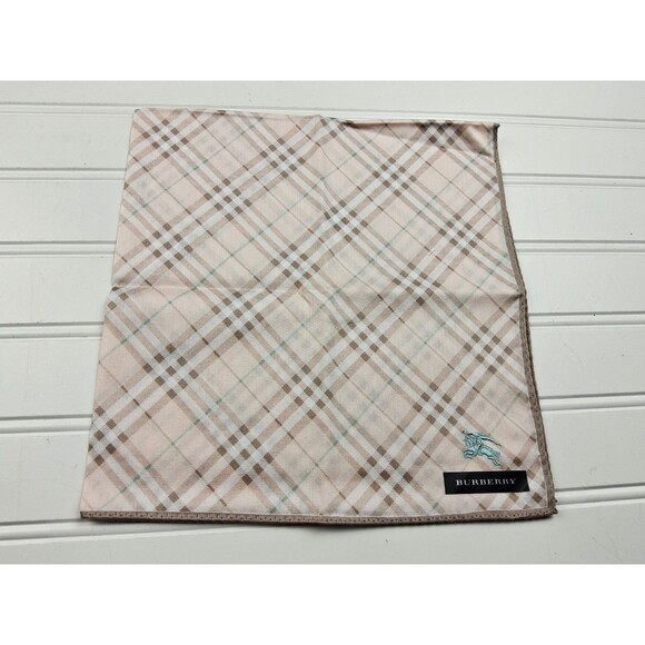 Burberry Pink Plaid Scarf Neckerchief Handkerchief Pocket Square - Picture 1 of 4